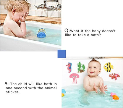 Non Slip Bathtub Stickers, 20pcs Submarine Sea Creature Adhesive Kids Anti Slip Decal Threads for Shower and Bath Tub with Premium Scraper