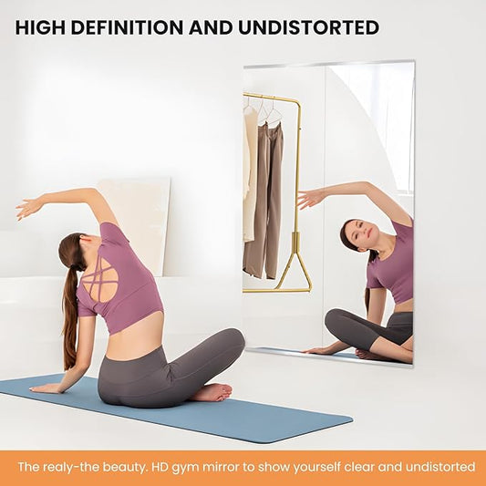Home Gym Mirror, 63x28 Inch(1Pack) Wall Mounted Large Frameless Tempered Glass Mirror, Idea for Gym, Yoga, Bedroom, Dance Studio, Living Room
