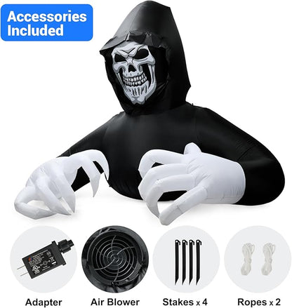BOHON 7 FT Halloween Inflatables Large Grim Reaper with Led Lights Blow Up Yard Prop Decor Scary Inflatable Clearance for Outdoor Indoor Outside Home Holiday Party Garden Lawn Halloween Decorations