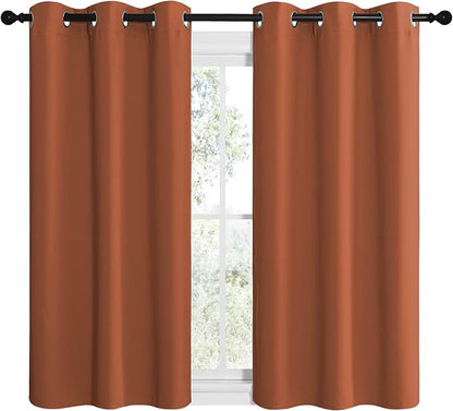 NICETOWN Bedroom Halloween Curtains 50 inches Long, Privacy and Thermal Insulated Blackout Drapes for Windows (Burnt Orange, 1 Pair, 42 x 50 inches)