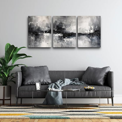 DZRWUBHS Large Wall Art for Living Room Canvas Wall Decor for Bedroom Black And White Wall Painting Inspirational Abstract Pictures Artwork Modern Office Ready to Hang Minimalist Home Decor Set of 3