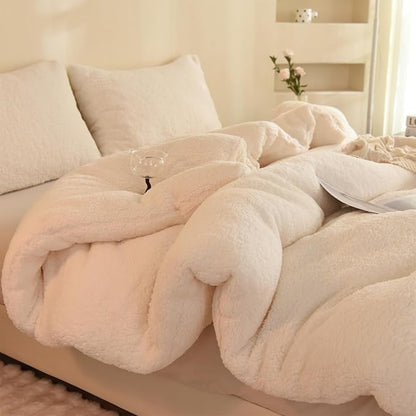 3D Jacquard Sherpa Comforter Set (Beige, Queen Size 90"x90") and Reversible Sherpa Comforter Set (White, Twin Size 68"x90")