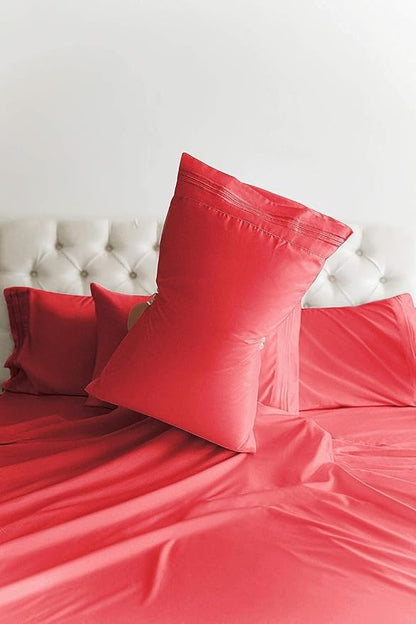 CGK Linens Cal King 6 Piece Sheet Set - Cooling Sheets for Hot Sleepers - Hotel Luxury Bedding Set w/ 8-16 Inch Deep Pockets - 1 Flat & 1 Fitted & 4 Pillowcases - Soft, Easy Care & Wrinkle Free - Red