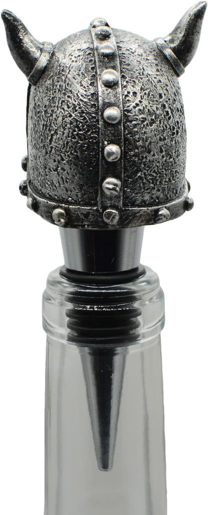 Wine Bottle Stopper Horns Helmet Viking Skull Decorative Beverage Wine Cork for Man Housewarming Gift,Christmas,Thanksgiving,Silver