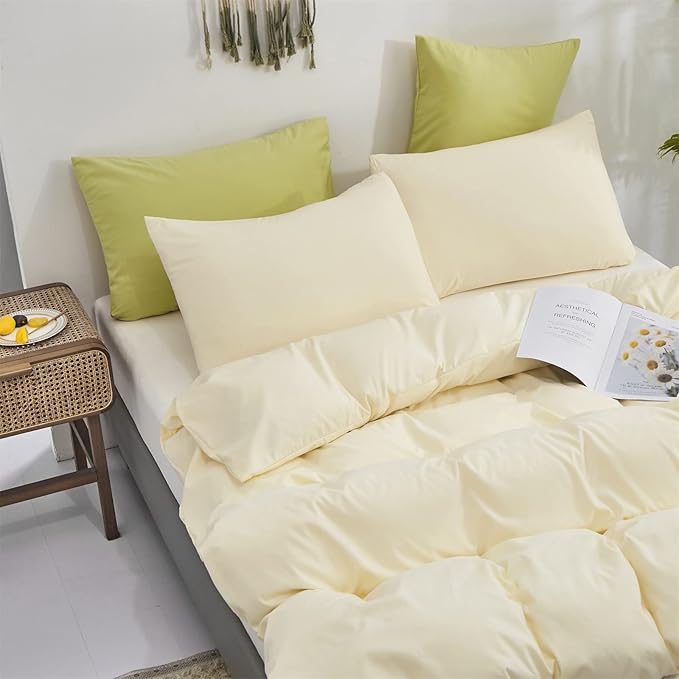 Cottonight Ivory White Comforter Set California King Beige Bedding Comforter Set Cal King Off White Solid Blanket Quilts Modern Soft Breathable 3 Piece Ivory White Bedding Set