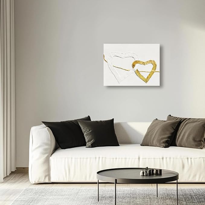 GAIDUOMAI Gold Line Wall Prints White Abstract Art Wall Decor Modern Artwork for Office Minimalist Poster for Bathroom Hallway Wall Decor 12x16 Inch