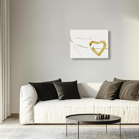 GAIDUOMAI Gold Line Wall Prints White Abstract Art Wall Decor Modern Artwork for Office Minimalist Poster for Bathroom Hallway Wall Decor 12x16 Inch