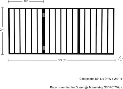 Indoor Pet Gate - 3-Panel Folding Dog Gate for Stairs or Doorways - 54x24-Inch Freestanding Pet Fence for Cats and Dogs by PETMAKER (Black)