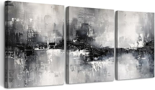 DZRWUBHS Large Wall Art for Living Room Canvas Wall Decor for Bedroom Black And White Wall Painting Inspirational Abstract Pictures Artwork Modern Office Ready to Hang Minimalist Home Decor Set of 3