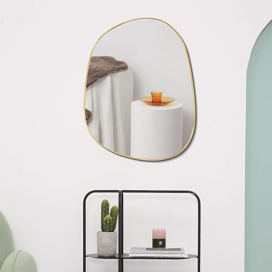 Asymmetrical Mirror for Wall Decor 20"*25", Modern Gold Framed Wall Mirror for Living Room Bathroom Bedroom Entryway ELE-STOU-0066Gold