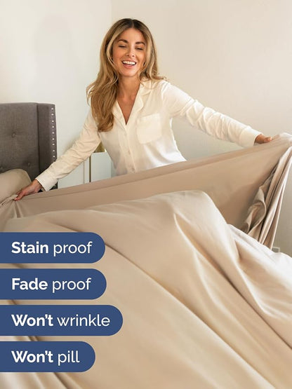Extra Deep Queen Sheet Set - 6 Piece Breathable and Cooling Sheets - Hotel Luxury Bed Sheets Set - Easy & Secure Fit - Soft, Wrinkle Free and Comfy Sheets Set - Cream Sheet Set with Extra Deep Pockets
