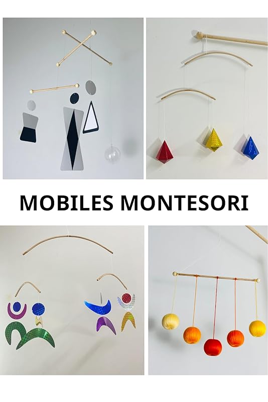 Set of 4 portable montessori - Munari, Gobbi, Octahedron, Dancers. Montessori mobile, Baby mobile, Hanging mobile baby boy and girl