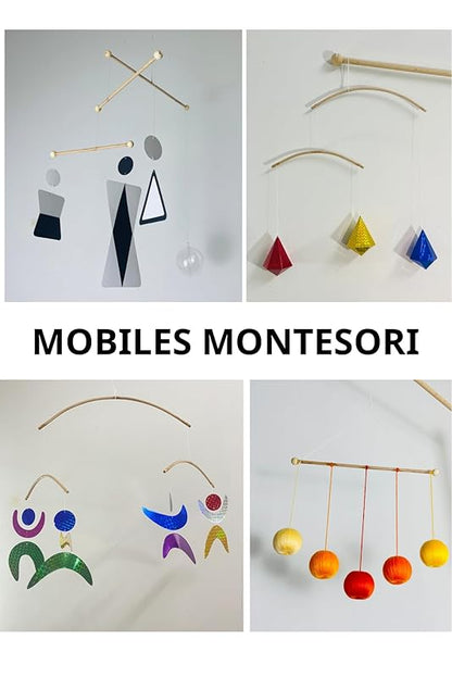 Set of 4 portable montessori - Munari, Gobbi, Octahedron, Dancers. Montessori mobile, Baby mobile, Hanging mobile baby boy and girl