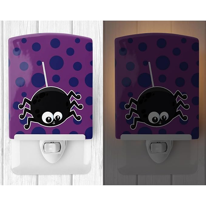 Caroline's Treasures BB8790CNL Halloween Spider Ceramic Night Light Compact, UL-Certified, Ideal for Bedroom, Bathroom, Nursery, Hallway, Kitchen, 6x4x3, Multicolor