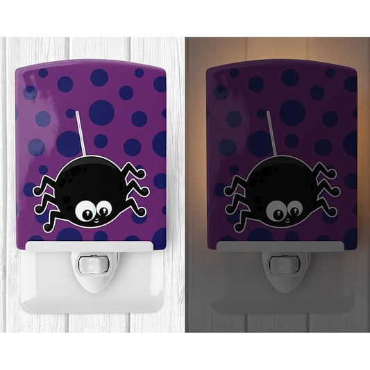 Caroline's Treasures BB8790CNL Halloween Spider Ceramic Night Light Compact, UL-Certified, Ideal for Bedroom, Bathroom, Nursery, Hallway, Kitchen, 6x4x3, Multicolor