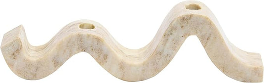 Bloomingville Marble Wave Double Taper Candle Holder, Beige