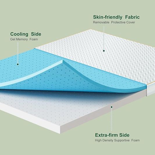 Firm Full Size Mattress Topper, 3 Inch High Density Support Memory Foam with Washable Deep Protector, Bed Topper with Ventilated Design, Enhanced Support for Back Pain&Pressure Relief, CertiPUR-US