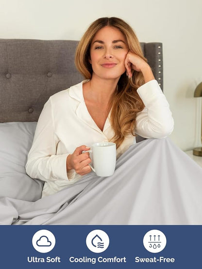 Extra Deep Cal King Sheet Set - 6 Piece Breathable and Cooling Sheets - Hotel Luxury Bed Sheets Set - Easy Fit - Soft, Wrinkle Free and Comfy Sheets Set - French Grey Sheet Set with Extra Deep Pockets
