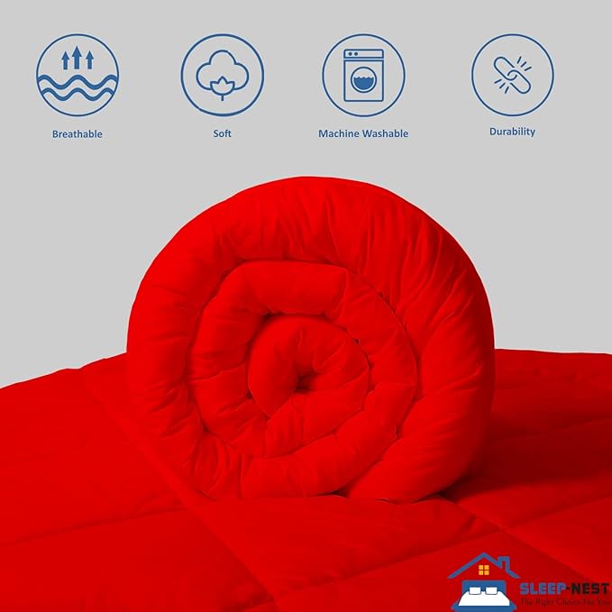 SLEEP-NEST California King Comforter 102x96 Hotel Quality Pintuck Style - 1 Piece Down Alternative Pinch Pleat Comforter with 8 Tabs, 350 GSM - Super Soft All Season Cal King Duvet Insert - Red