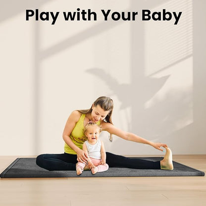 Baby Play Mat 1.3" Thick Tummy Time Mat, Memory Foam Area Rug, Super Soft Coral Velvet Nursery Rug with Non-Slip Backing, Extra Large Crawling Mat for Toddlers, Infants, Yoga, Tatami, 79''x118''