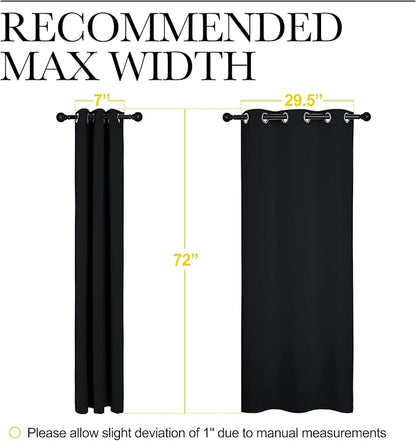 NICETOWN Halloween Bathroom Blackout Thermal Curtains and Drapes, Black Solid Thermal Insulated Grommet Blackout Drapery Panels for Window (2 Panels, 34 inches Wide by 72 inches Long, Black)