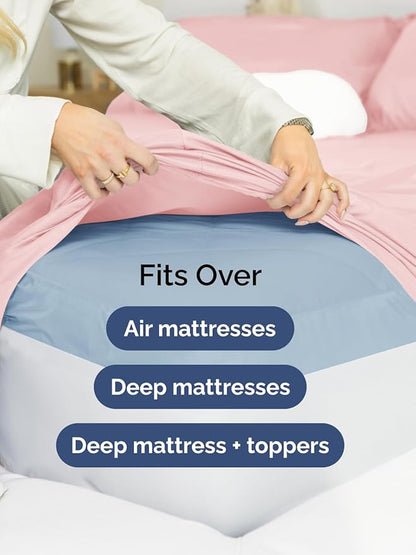 Extra Deep King Sheet Set - 6 Piece Breathable & Cooling Sheets - Hotel Luxury Bed Sheets Set - Easy & Secure Fit - Soft, Wrinkle Free & Comfy Sheets Set - Baby Pink Sheet Set with Extra Deep Pockets