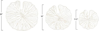 Creative Co-Op Handmade White Coral Shaped Paper & Metal Wall Décor (Set of 3 Sizes)