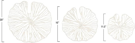 Creative Co-Op Handmade White Coral Shaped Paper & Metal Wall Décor (Set of 3 Sizes)
