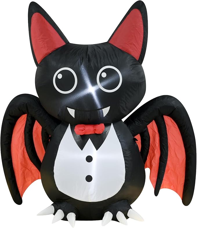4FT Halloween Inflatable Bat Halloween Decorations Spooky Blow Up Decor with LED Lights Indoor Outdoor Yard Graden Party Holiday Decorations