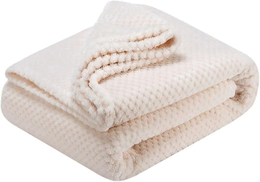 Fuzzy Throw Blanket, Plush Fleece Blankets for Adults, Toddler, Boys and Girls, Warm Soft Blankets and Throws for Bed, Couch, Sofa, Travel and Outdoor, Camping (Throw(50"x70"), L-Cream)