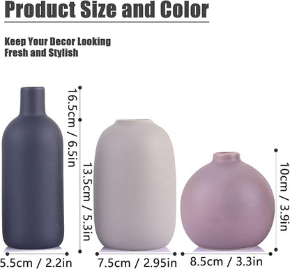 Brown Ceramic Vase Set,Small Vases Home Decor,Fall Décor Modern Farmhouse Vases for Home Decor, Organic Decor Accents for Living Room,Table,Shelf,Entryway,Pottery Vase Set of 3 (Multicolor)