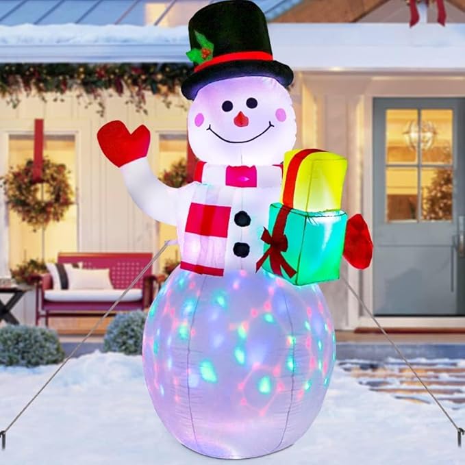 AerWo 5ft Christmas Inflatables Blow Up Yard Decorations, Upgrade Snowman Xmas Inflatable with Rotating LED Lights for Indoor Outdoor Yard Garden Christmas Decorations