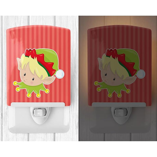 Caroline's Treasures BB8666CNL Christmas Blonde Boy Elf Ceramic Night Light Compact, UL-Certified, Ideal for Bedroom, Bathroom, Nursery, Hallway, Kitchen, 6x4x3, Multicolor