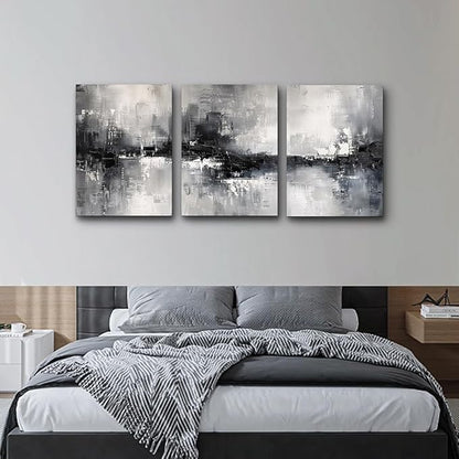 DZRWUBHS Large Wall Art for Living Room Canvas Wall Decor for Bedroom Black And White Wall Painting Inspirational Abstract Pictures Artwork Modern Office Ready to Hang Minimalist Home Decor Set of 3