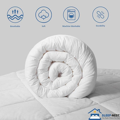 SLEEP-NEST Oversized King Comforter 136 x 120 Hotel Luxury Weighted Down Alternative Pinch Pleat 1 Piece Comforter with 8 Tabs/Loops 400 GSM-Box Stitched Extra Large Breathable Soft - White