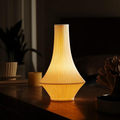 RONDURE 12.3" Modern Ceramic Table Lamp, Modern Bedside Lamps for Bedroom, Living Room and Nightstand, White Translucent Ceramic Shade, Warm Ambient Lighting, Home Decor