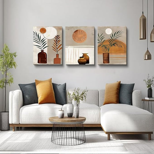 DZRWUBHS Large Wall Art for Living Room Canvas Wall Decor for Bedroom Boho Wall Art Prints Office Decoration Painting Abstract Wall Pictures Artwork Modern Minimalist Home Decor 3 Pcs Ready To Hang