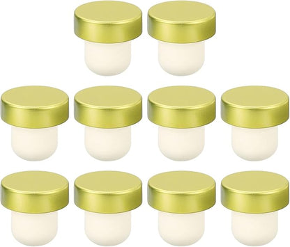 uxcell 16Pcs T-shaped Stoppers, 0.79inch Dia Cork Wine Stopper Reusable Wine Bottle Corks Sealing Plug for Wine Beer Beverage Bottle Crafts, Gold