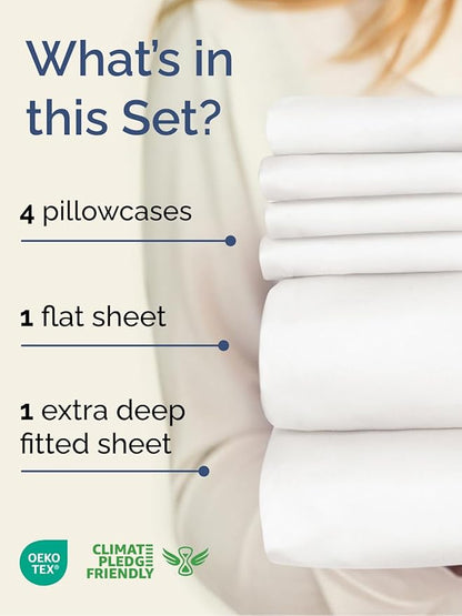 Extra Deep Full Sheet Set - 6 Piece Breathable and Cooling Sheets - Hotel Luxury Bed Sheets Set - Easy Fit - Soft, Wrinkle Free and Comfy Sheets Set - Antique White Sheet Set with Extra Deep Pockets