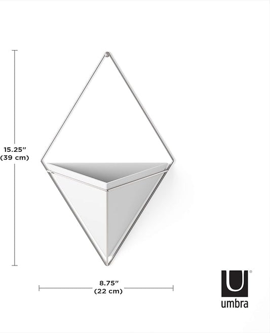 Umbra Trigg Hanging Planter Vase Wall Decor, Pot and Container for Succulents, Cactus, Faux Plants, and More, Large, White/Nickel