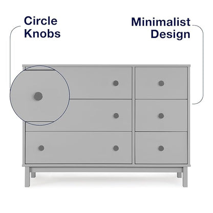 GAP babyGap Legacy 6 Drawer Dresser with Interlocking Drawers - Greenguard Gold Certified, Grey/Dark Grey