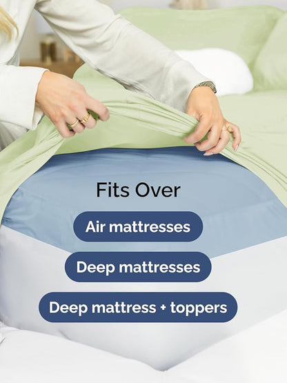 Extra Deep King Sheet Set - 6 Piece Breathable & Cooling Sheets - Hotel Luxury Bed Sheets Set - Easy & Secure Fit - Soft, Wrinkle Free & Comfy Sheets Set - Light Sage Sheet Set with Extra Deep Pockets