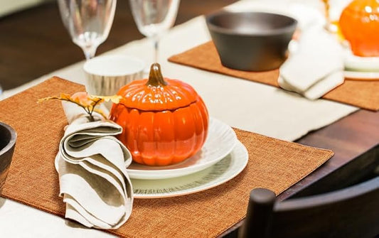 homing Orange Cloth Placemats Set of 4 – Cotton Linen Blend Washable Farmhouse Dining Table Mats for Fall & Thanksgiving, Easy to Clean, 13 x 19 Inch