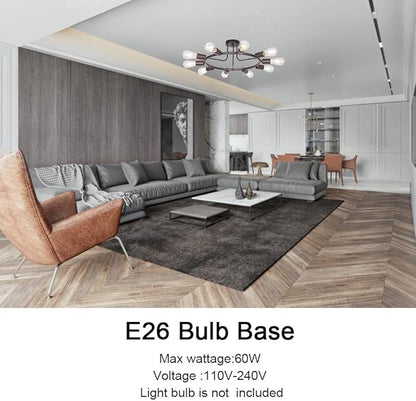 BONLICHT Modern Sputnik Chandelier Oil-Rubbed Bronze 10-Light Mid Century Semi Flush Mount Ceiling Light Fixture Retro Chandelier Lighting for Living Room Dining Room Bedroom