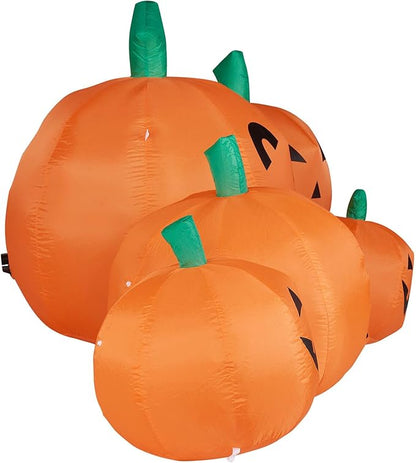 Haunted Hill Farm 10-ft. Wide Pumpkin Family Blow Up with Lights, Outdoor Halloween Inflatable Decoration for Lawn and Yard, Giant Spooky Holiday Decor
