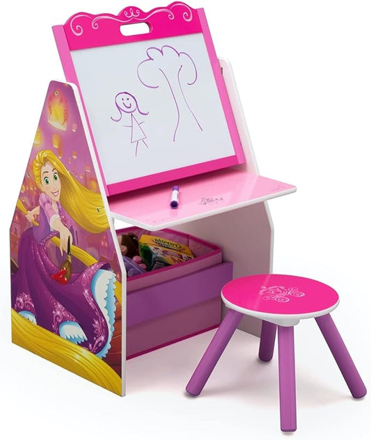 Delta Children Activity Center with Easel Desk, Stool and Toy Organizer, Disney Princess
