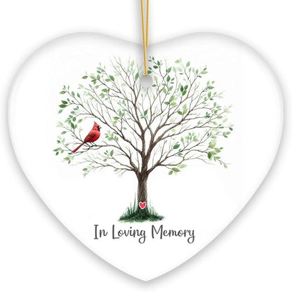 in Loving Memory of Mom and Dad Cardinal on a Tree Ornament, Heavenly Christmas Remembrance Gift, Version 1