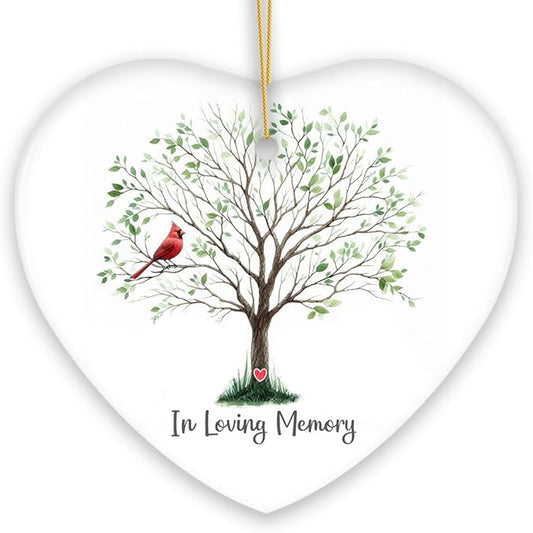 in Loving Memory of Mom and Dad Cardinal on a Tree Ornament, Heavenly Christmas Remembrance Gift, Version 1