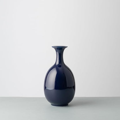 Ceramic Vase Handmade for Modern Home Decor Office Bookshelf Tables Living Room Bedroom Shelf Decor Entryway Dry Flower Arrangement Ornament (Altar Blue Without Flowers)