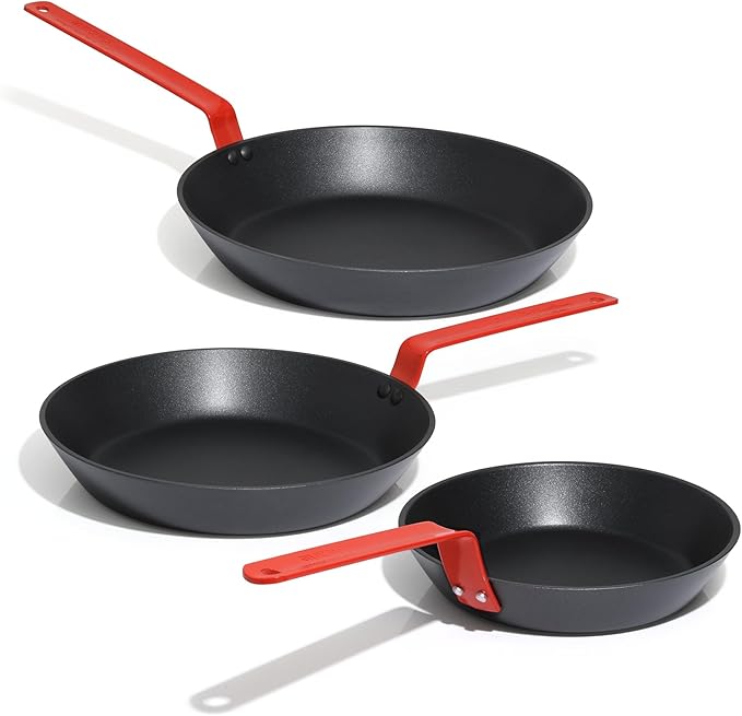SENSARTE Nonstick Frying Pan Set 3-Piece, Oven Safe Skillets with Swiss Coating, Induction Compatible Chef Pan Set, Dishwasher Safe Cooking Pans, PFOA PFOS Free, 8, 10 and 12 Inch